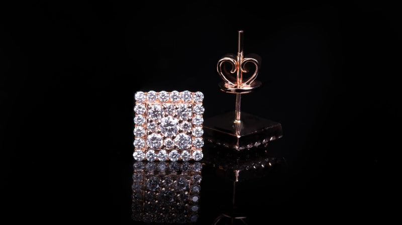 Square Cluster Diamonds Earrings