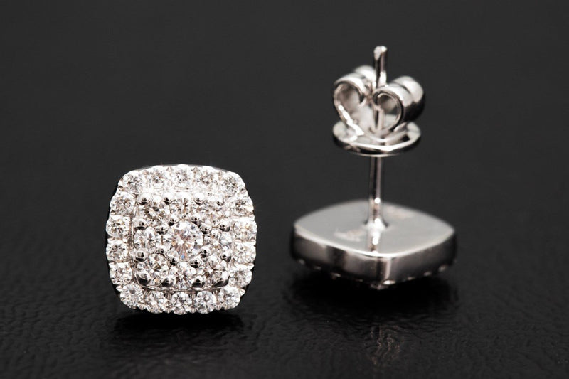 Cushion Cluster Diamond Earrings