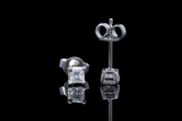 Princess Single Stone Diamonds Earrings