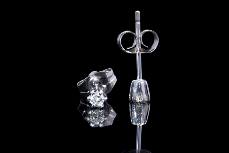 Six Prong Single Stone Diamonds Earrings